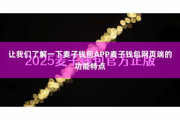 让我们了解一下麦子钱包APP麦子钱包网页端的功能特点